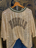 Top en maille à sequins beiges